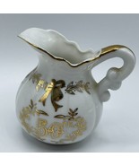 50th Anniversary Small White Pitcher With Gold Lettering Porcelain Lefto... - £11.00 GBP