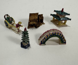 Vintage Otagari Miniature Figurine Pagoda Bridge Lot 5 Chinese Bonsai Decoration - £15.58 GBP