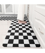 Black Checkered Grid Checkerboard Kitchen Rug Sets [2 Pcs], Anti-Fatigue... - $34.41