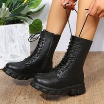 Winter New Women Casual Boots Fashion Warm Boots Top Quality Pu Leather Platform - £36.18 GBP