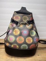 VTG 1990s DOONEY &amp; BOURKE Alto Pyramid Backpack Medallion Canvas Sling Handbag - $89.75