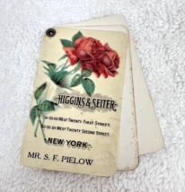 Victorian Celluloid Higgins &amp; Seiter New York Notebook w Red Rose 2 1/2 x 1 3/8&quot; - £34.91 GBP