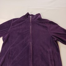 Jennifer Moore Women's Cotton Blend Full Zip Pockets Velvet Purple Soft Jacket M image 7