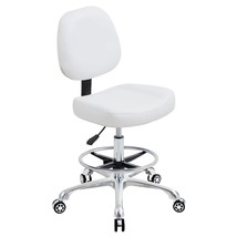 Rolling Stool Adjustable Drafting Chair Heavy Duty With Wheels For Office Home D - £187.84 GBP