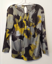 MOSCHINO Silk Gray Yellow Floral Abstract Print Top Size S (6) IT40 - £47.17 GBP