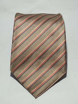 Croft &amp; Barrow Men Dress Silk Tie 60&quot; long 3.75&quot; wide brown with stripes  - £6.06 GBP