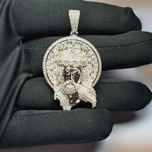 Jesus Face Men&#39;s Pendant 4.5CT Round Zircon Diamond in 14K White Gold Over-925 - £183.65 GBP