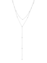 Authentic Crislu Layered Adjustable Y- Necklace with Bezel Set CZ in Platinum - $151.47