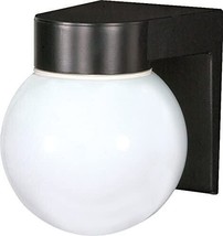 Exterior Light Fixture Black Wall Sconce Modern Outdoor Porch Glass Globe Metal - £38.46 GBP