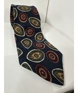 Vintage Hardy Amies London Blue Bold Pattern Silk Neck Tie - $27.05 CAD