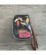 Sakroots Wallet Wristlet Slots Zip Around Drawn Floral Coated Canvas Pea... - $19.87