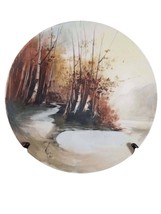 Limoges Porcelain Plaque Artist Signed and Dated 1920 11.75&quot; woodland Sc... - £128.49 GBP