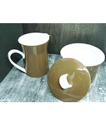 Vintage Mikasa Duplex Brown White Creamer &amp; Sugar Set W/ Lid Designed Be... - $22.07