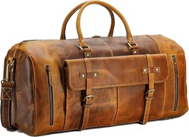 Men&#39;s Brown Real Leather Duffle Bag Shoulder Luggage Travel Weekender Overnight - £258.92 GBP