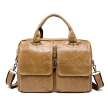 2022 new Genuine Leather Men Bag Briefcase Fashion Man Business Crazy horse skin - £112.26 GBP