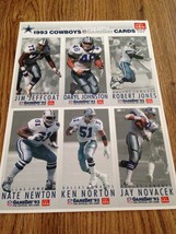Cowboys 1993 McDonald&#39;s Game Day Collectors Trading Cards-Sheet B 2 of 3 - £7.01 GBP