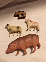 Vintage Celluloid Animal Lot USA - Sheep, Dog, Sow, Bear - $23.75