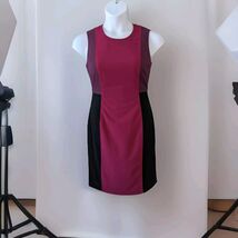 Calvin Klein size 6 Burgundy Black Purple Colorblock Dress Sleeveless Sh... - $24.74