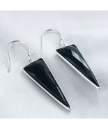 Long Designer Black Onyx Gemstone Earrings Soli 925 Sterling Silver Earr... - £16.89 GBP