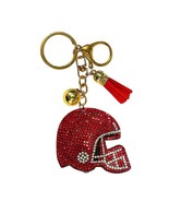 Bling Football Helmet Crystal Keychains Bag Charms Red White - $254.68 MXN