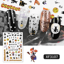Nail Art 3D Decal Stickers Happy Halloween funny pumpkin witch ghost cat XF3107 - £2.54 GBP