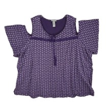 Catherines Women&#39;s 5X Plus Purple Crochet Tassel Cold Shoulder Tank Top ... - £19.18 GBP