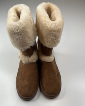 Style &amp; co women’s size 11 brown fuzzy faux fur boots sf19 - £18.91 GBP