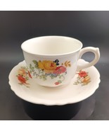 Homer Laughlin Rose &amp; Poppy Virginia Rose Teacup &amp; Saucer, Quantity Disc... - $16.46 CAD