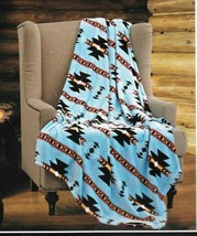 Native Turquoise Luxury Soft Lightweight Fleece Cashmere Throw Blanket 60&quot; x 80&quot; - £24.67 GBP