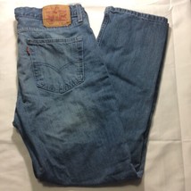 Levis 514 Blue Men Jeans Size 34 X 30 Straight Leg Medium LIght Wash Dis... - £13.20 GBP