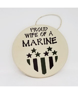 Military Marine Proud Wife Wood Sign Hanger Hand Painted Jar Heads Devil... - $24.00
