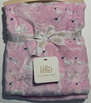 NEW Baby Soft Flannel Fleece Baby Infant Throw Blanket in Soft Pink with Swans - £16.05 GBP