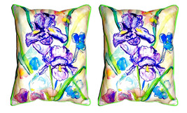 Pair of Betsy Drake Two Irises Small Pillows 11 Inch X 14 Inch - £55.38 GBP