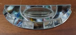 Stained Glass Mirrored Jewelry Trinket Box Semi Circle 9.5x1.5 Hinged Lid - $23.04