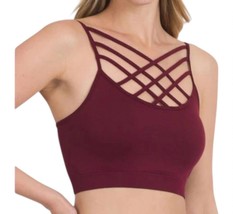 Zenana strappy seamless bralette Wine - $30.00
