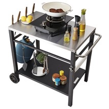 VEVOR Outdoor Grill Dining Cart with Double-Shelf, BBQ Movable Food Prep Table,  - €124,73 EUR