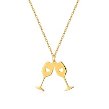 18K Gold-Plated Double Wine Cup Pendant Necklace - £10.44 GBP
