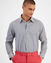 Club Room Dress Shirt Mens S 14-14.5 32/33 Black Gingham Regular-Fit Cot... - $17.99