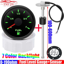 0-190 ohm Fuel Float Sensor + 52mm Fuel Level Gauge 7 Color Light Waterproof IP6 - $14.99+