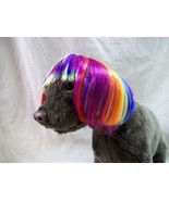 Cute Rainbow Multi Colored Short Bob Dog Costume Wig w/ Bangs Pride Pet ... - $10.95