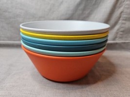 Lot of 6 Multicolor Cereal Bowls, Hard Plastic, 6.75&#39;&#39; Diameter/2.5&#39;&#39; Depth - $9.49