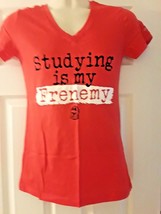 NCAA SOFFEE GEORGIA BULLDOGS &quot;STUDYING IS MY FRENEMY&quot; LADIES LG RED T-SH... - $12.97