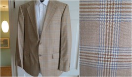 Alan Flusser Tan Plaid  Blazer Sport Coat Suit Jacket size 42 T  Silk Wool Blend - £64.95 GBP