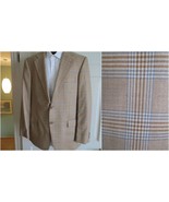 Alan Flusser Tan Plaid  Blazer Sport Coat Suit Jacket size 42 T  Silk Wo... - £62.91 GBP