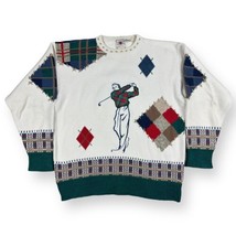 Vintage Cotton Trader Sweater Golfer Swing Pullover Plaid Patchwork Men’... - $39.59