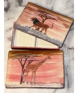 2 Handmade in Kenya Lion Giraffe Jewelry Box Tray set lot Hand Carved st... - €30,14 EUR