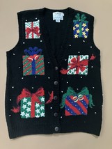 Talbots Christmas Sweater Vest Womens Presents Embellished Petite Small PS - $23.76