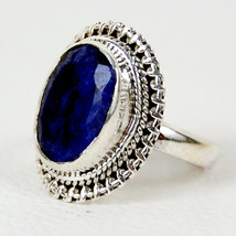 925 Sterling Silver Sapphire Handmade Ring SZ H to Y Festive Gift RS-1071 - £32.41 GBP