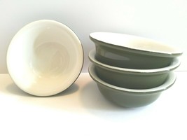 3 Hall Pottery Forest Green MCM 7&quot; Shirred Egg VTG Restaurant Ware Dish - £37.80 GBP