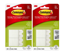 Command Small Picture Hanging Strips, Damage Free Hanging 3 pairs 2 Pack - $12.47